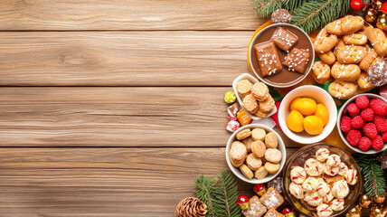 Fototapeta premium Delicious traditional sweets arranged on festive table for celebration