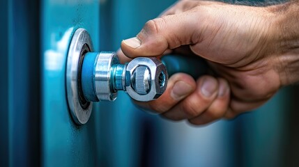 Hand Connecting Metal Hose Fitting to Industrial Equipment Port