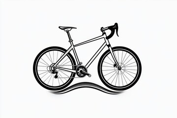 Fototapeta premium A minimalist depiction of a bicycle icon cycling along a wavy line, symbolizing motion and simplicity