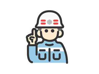 説明する、救急隊員の男性のアイコン（線画カラー）のイラスト