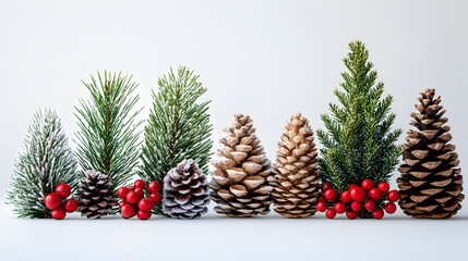 Christmas tree branch with pine cones, fir needles, and wintery accents, perfect for holiday decoration