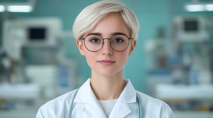 Fototapeta premium young female doctor in white coat