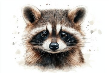 Fototapeta premium A detailed illustration of a raccoon's face with expressive eyes and soft fur.
