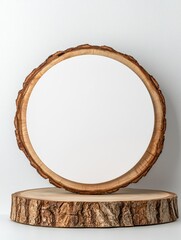 Obraz premium Rustic wooden mirror on tree stump