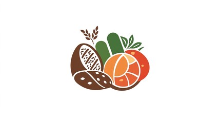 Modern and clean food logo design featuring vibrant colors, simple yet elegant elements, and a clear, bold representation of fresh ingredients, perfect for food businesses, restaurants,