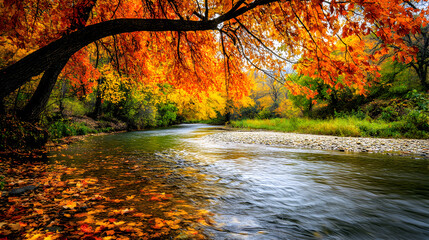 Obraz premium autumn forest in the morning