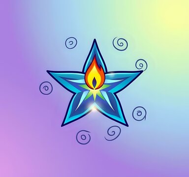 Color Star Design with a Flamingle Spiral Shape and
