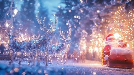 Surreal Reindeer Scene with Crystalline Antlers