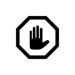 Stop icon vector. stop road sign. hand stop sign and symbol. Do not enter stop red sign with hand