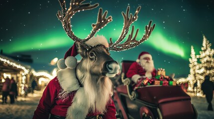 Close-Up of Reindeer with Braided Antlers