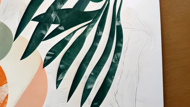 Abstract Palm Leaves Texture in Colorful Motion Design