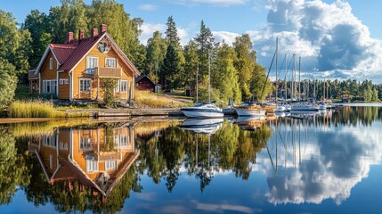 Obraz premium Beautiful Marina Scene in Finland