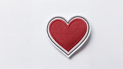 Fototapeta premium Red heart patch on white background.