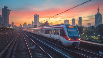 Fototapeta premium Peaceful Moment at Jakarta MRT Station at Sunset