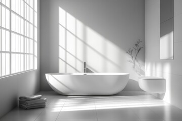 A bathroom with a large white bathtub and a toilet