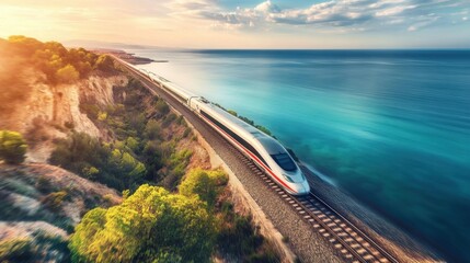 High-Speed Train Racing by the Ocean