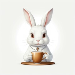 Fototapeta premium white rabbit in a white bowl