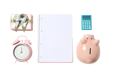 PNG, Christmas piggy bank, with festive decorations and gifts, isolated on white background.