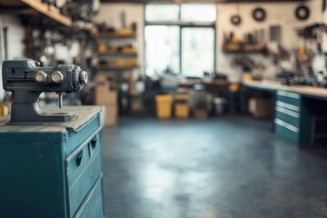 Obraz premium Industrial Workshop Scene with Tools and Equipment