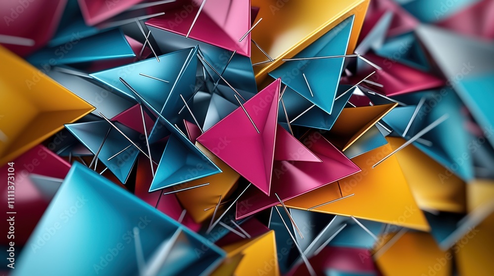 Poster Vibrant digital creation dynamic geometric design in modern abstract art with overlapping colors and visual concepts