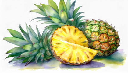 watercolor of pineapple