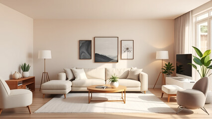 Minimalist Living Space Featuring Sleek Scandinavian Design