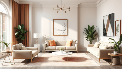 Fototapeta premium Bright and Airy Minimalist Living Room Design