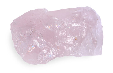 Beautiful rose quartz isolated on white. Natural gemstone