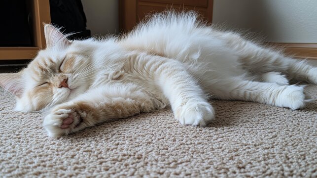 Cute cat napping on the floor  - ai