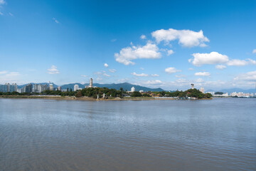 , China, Zhejiang, Wenzhou, city skyline, aerial photography,