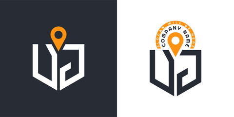 UJ Location Logo Bundle. Letter UJ Logo Dual Vector Icons for Recruitment and Navigation