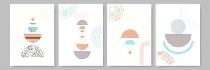 Abstract geometric shapes in soft pastel colors,