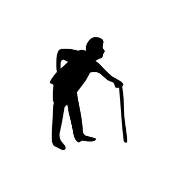 recommend clip art: Old man persons walking silhouette