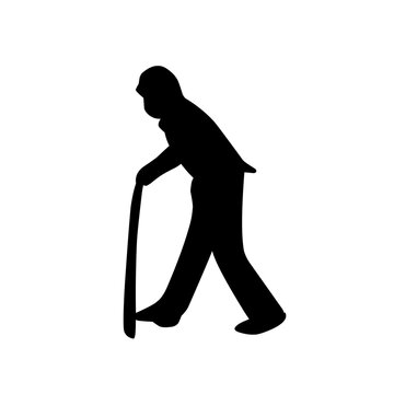 recommend clip art: Old man persons walking silhouette