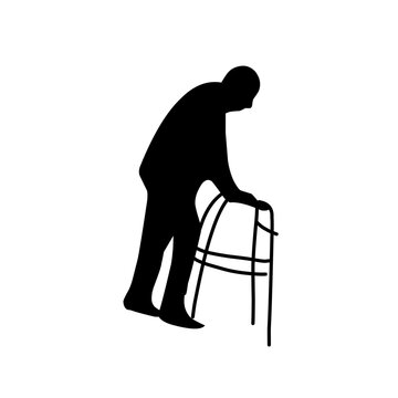 recommend clip art: Old man persons walking silhouette