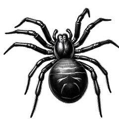 Obraz premium a black widow spider sketch engraving. White background.