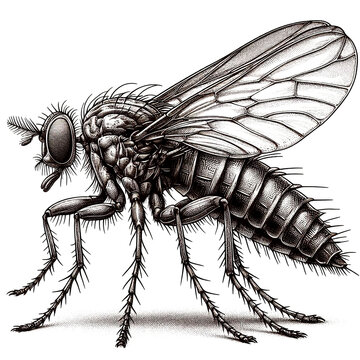 a sandfly sketch engraving. White background.