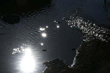An artistic and beautiful scene drawn by the surface of the water. Background material of natural scenery created by water.