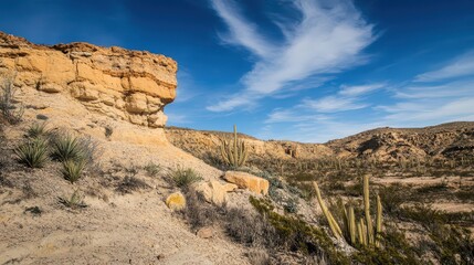 Fototapeta premium Scenic desert landscape under a bright blue sky