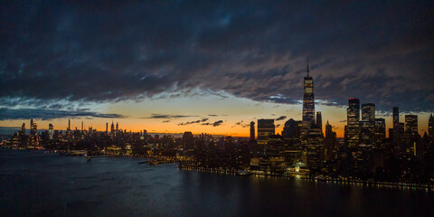 MAY 1, 2023, NEW YORK, NY, USA -Sunrise view on Manhattan New York New York as seen from Jersey City