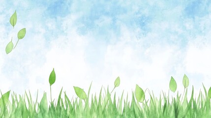 Fototapeta premium Abstract background with green grass and blue sky.