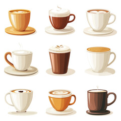 Obraz premium Various Coffee Cups on Transparent Background
