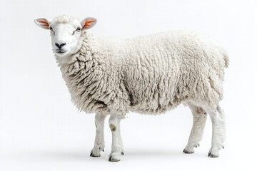 A Fluffy White Sheep Stands Against A Plain Background