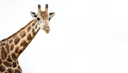Obraz premium Giraffe portrait against white background.