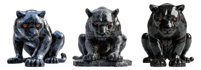 Obraz premium Black Panther Sculpture on Transparent Background