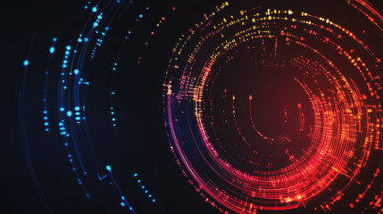 Abstract black background with Colorful geometric lines. Digital future technology . Abstract business connection of lines from nodes innovation of communication in the network.