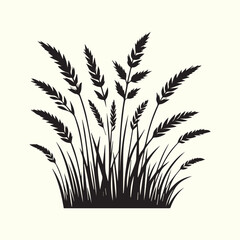 Obraz premium grass and flowers, black grass and flowers vector, grass and flowers silhouette vector illustration design.