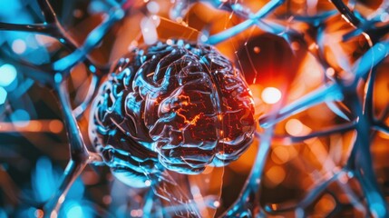 Close-up of human brain showing plaques. Understanding the complexities of neurological conditions through detailed anatomical study.