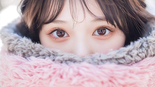 マフラーと日本人女性