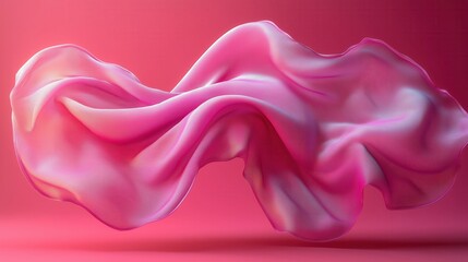 Flowing Pink Fabric with Soft Light on Gradient Background